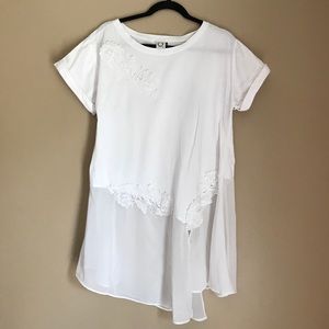 All white and sheer Akemi (Anthropologie) tunic